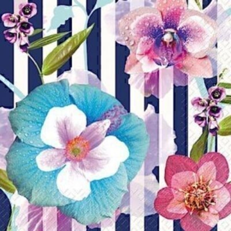 Flower Stripe Ayano Flower Napkins By Stewo